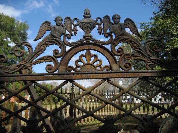 Greensboro Cemetery, cherub, gate