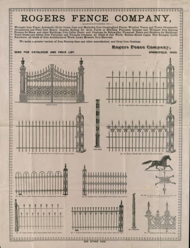 Rogers Fence Co. Catalog, iron works, cast-iron, cemetery fencing