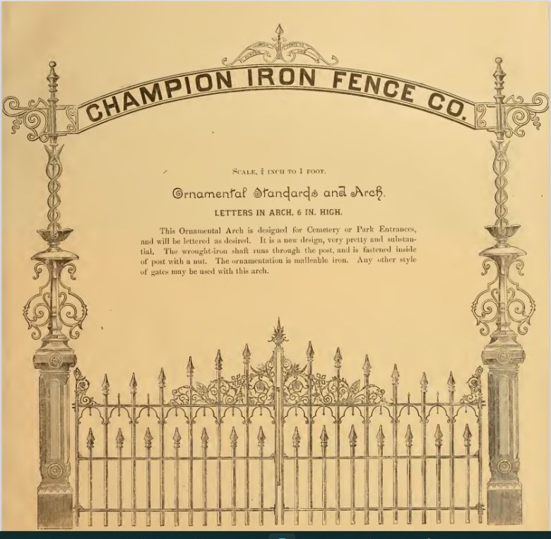 Champion Iron Fence Co., Cast-Iron, Cemetery Fence