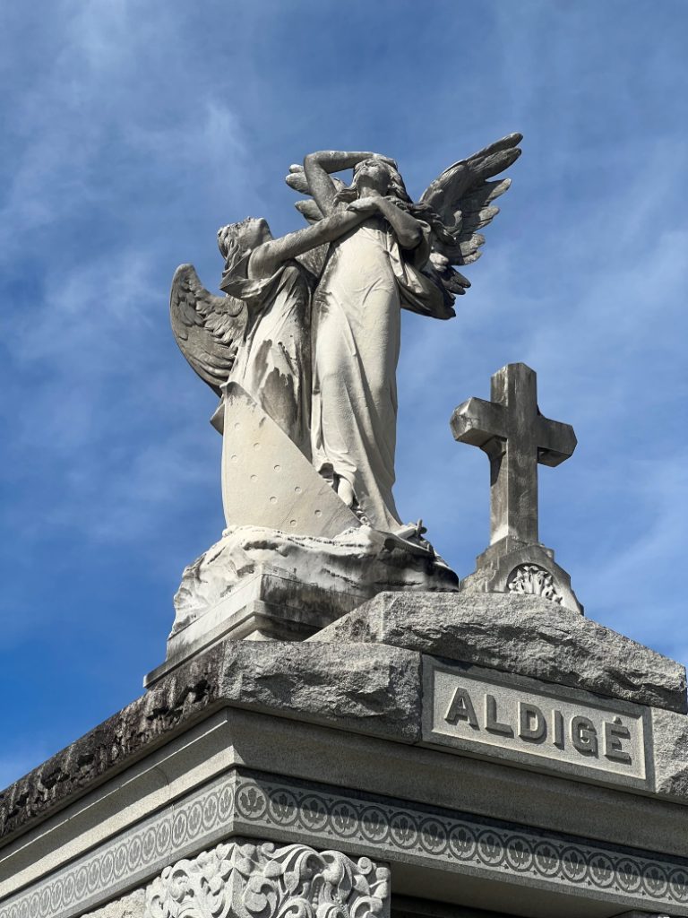 Angel, Ship, Aldige,Story Stone, Latin Cross, Metairie Cemetery, New Orleans, Louisiana