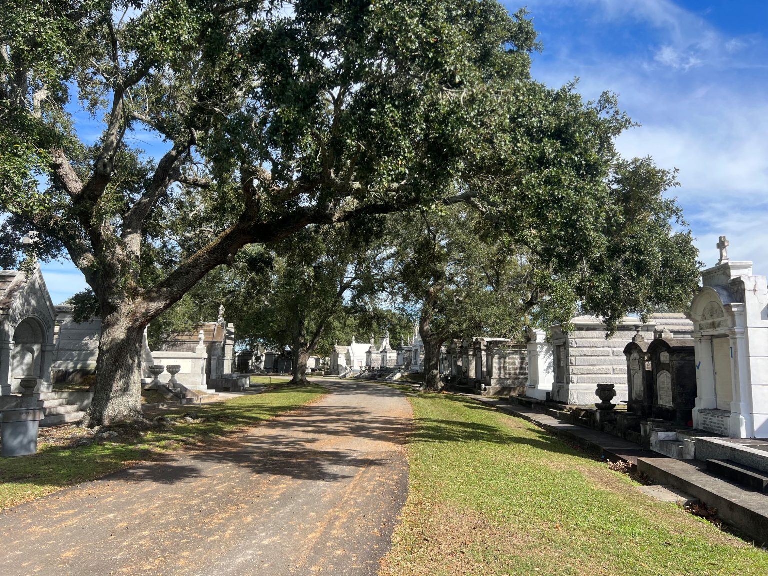 Grand mausoleums at Metairie Cemetery