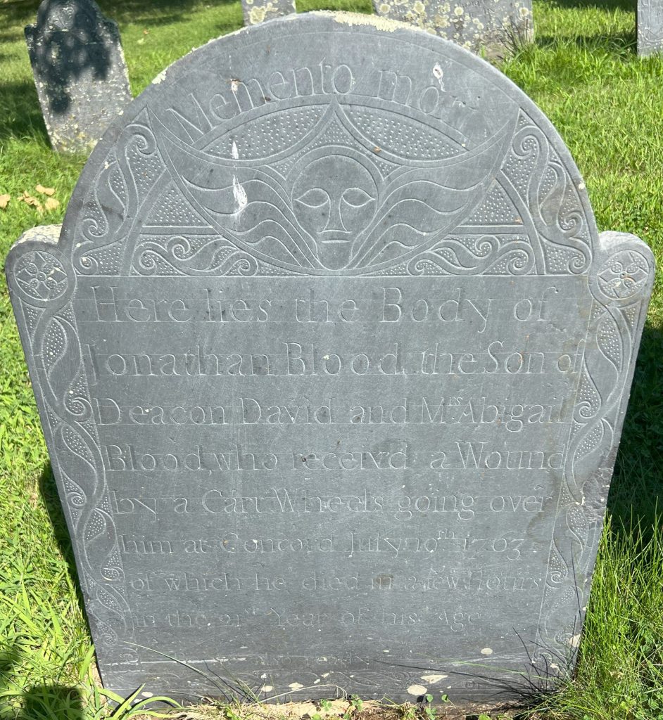 Jonathan Blood, Walton Cemetery, Story Stone, Killed by a cart wheel