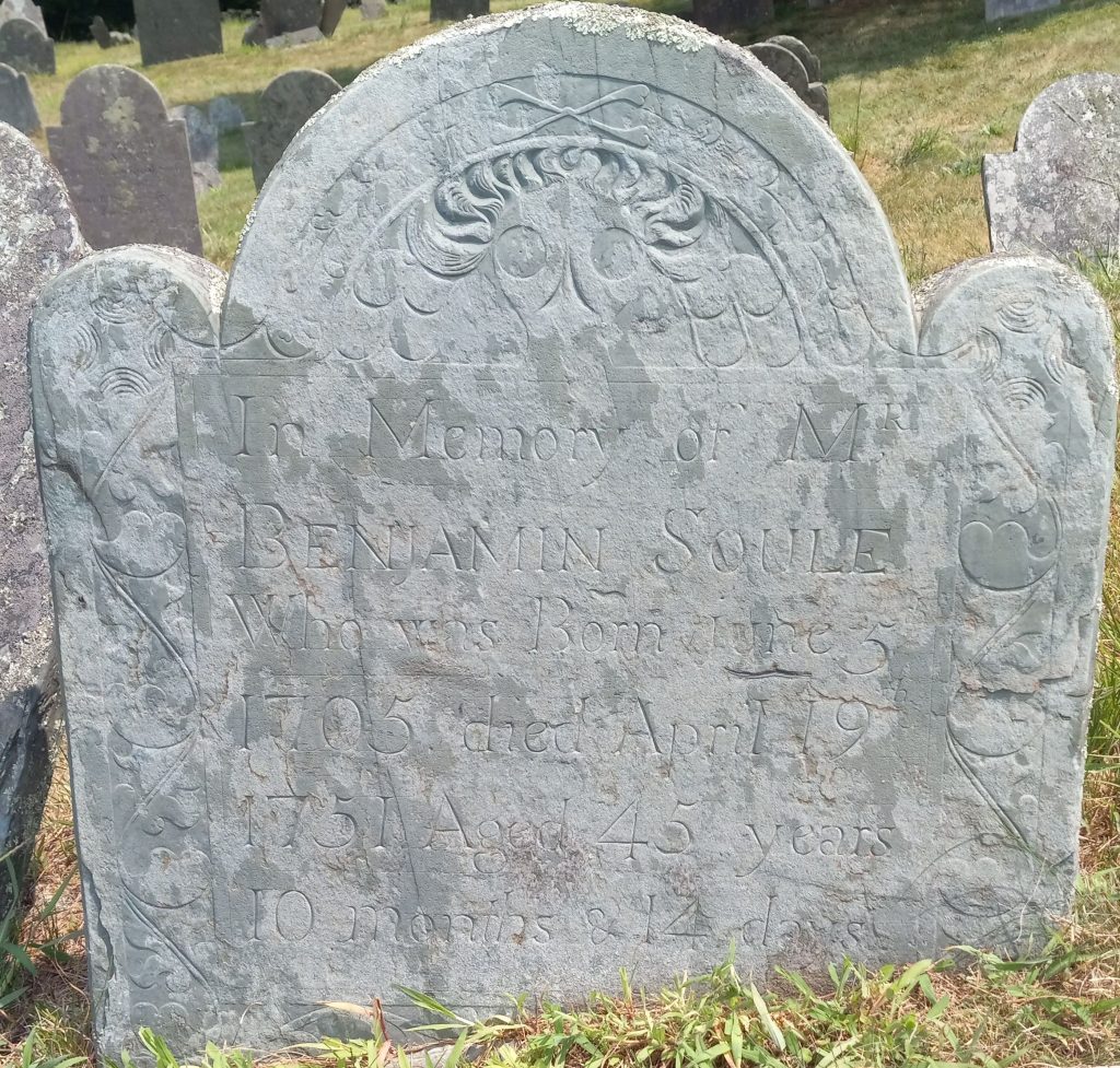 Benjamin Soule, d. 1751, Hillcrest Cemetery, Plymouth, Massachusetts